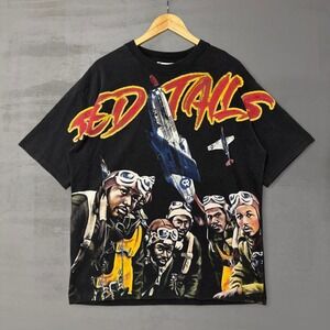 Oneofone Red Tails Tuskegee Airmen Graphic LA Black AOP Shirt Men's Large